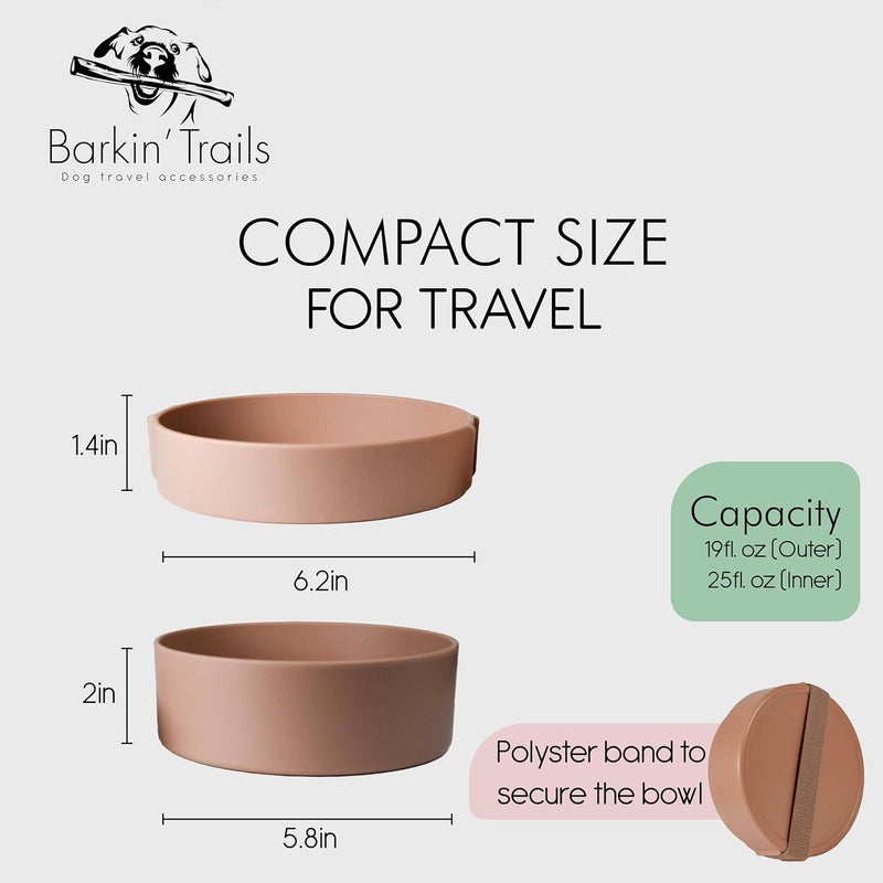 Barkin' Trails Barkin’ Trails Travel Dog Bowls, Portable Outdoor Water, BPA-Free, Food Grade Plastic Dog Travel Bowl, Camping Essentials & Container (Mocha) - Image 2